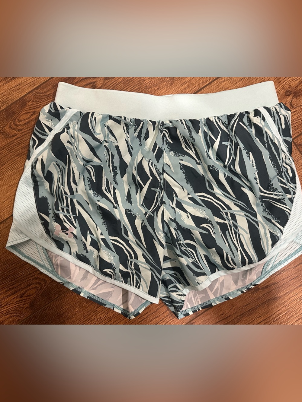 Under Armour Light Blue and Black Printed Women's Athletic Shorts